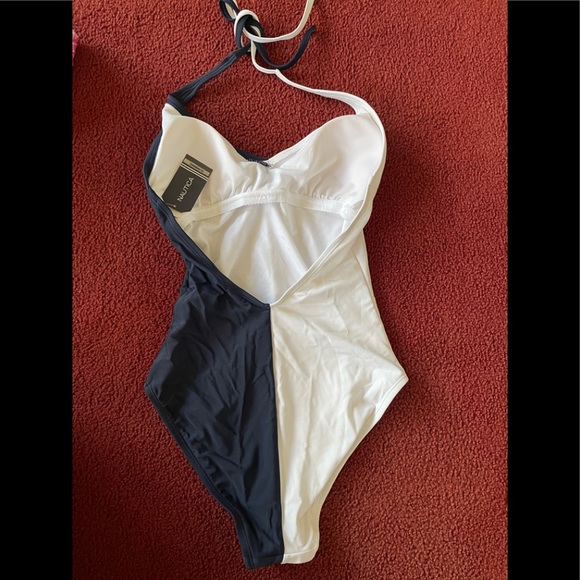 COPY - NAUTICA ONE PIECE SWIMSUIT WHITE/NAVY SIZE M - Picture 4 of 7